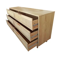 Meuble de rangement en rotin Homy Casa de 130 cm avec 6 tiroirs, tiroir en rotin pour chambre et salon, naturel