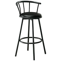 Monarch Specialties Tabouret De Bar, Lot De 2, Pivotant, Hauteur Bar, Métal, Pu D'aspect Cuir, Noir, Contemporain, Moderne