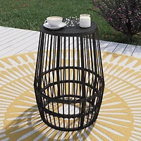 Table d’appoint en osier pour patio HOMETRENDS – Noir