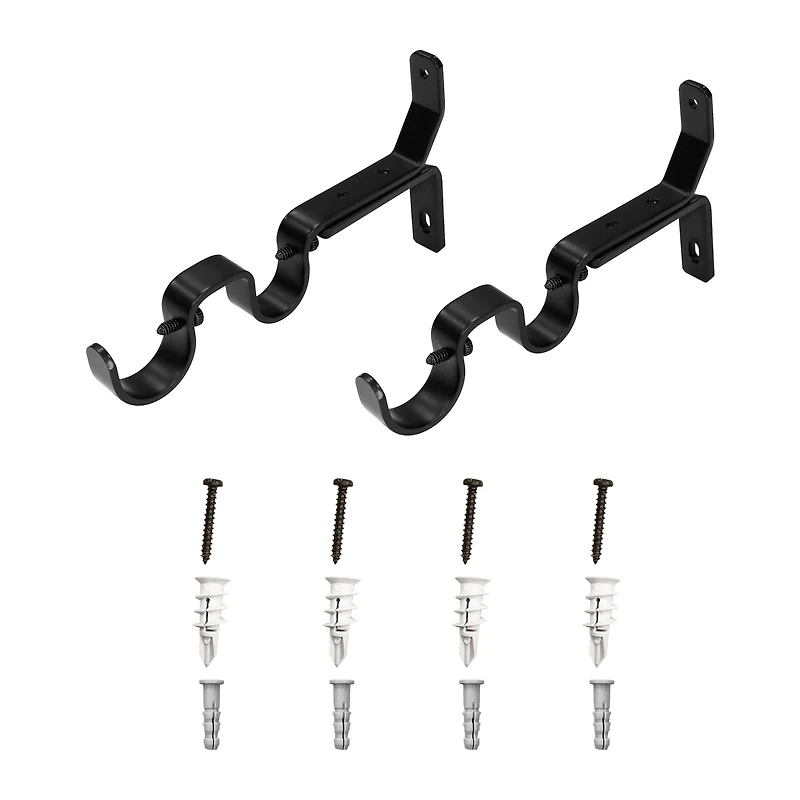 Ensemble de supports de tringle à rideaux double Noir mat 1,9 cm et 2,5 cm Mainstays (paquet de 2)