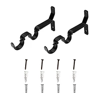 Ensemble de supports de tringle à rideaux double Noir mat 1,9 cm et 2,5 cm Mainstays (paquet de 2)