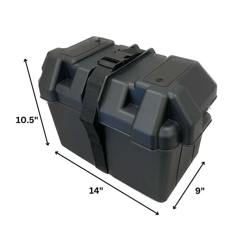 Blue Dog Marine Boat Battery Box 24M with Mounting Strap - 14" x 9" x 10.5"