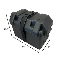 Blue Dog Marine Boat Battery Box 24M with Mounting Strap - 14" x 9" x 10.5"