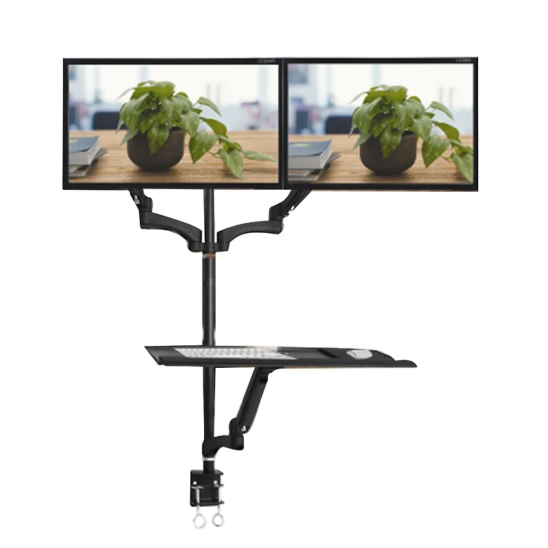 TygerClaw Double Extending Arms Monitor Desk /sit-stand Workstation (TYDS10022BLK)