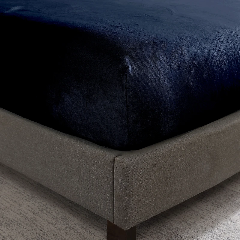 Swift Home Drap-housse de luxe 1 pièce en flanelle peluche, ultra-doux, poche profonde, chaleur toutes saisons, lit double, Marine
