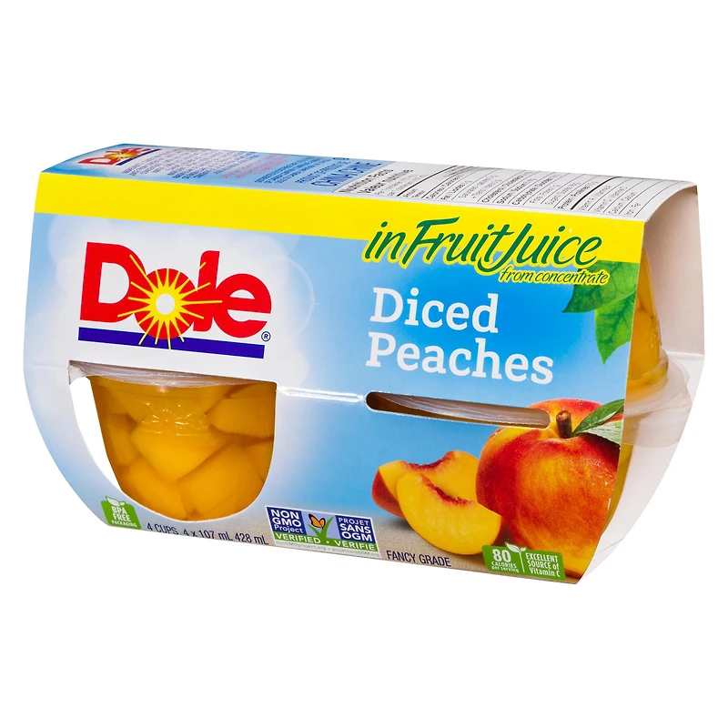 Dole Diced Peaches in Fruit Juices, 4 Cups, 428  mL