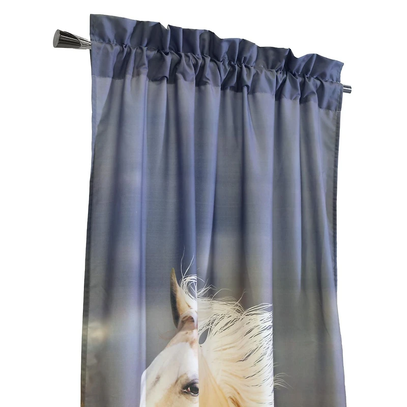 Loft Living Real Horses filtrant la lumière Passe-tringle rideau à piquets paires 74 x 84 in Multi