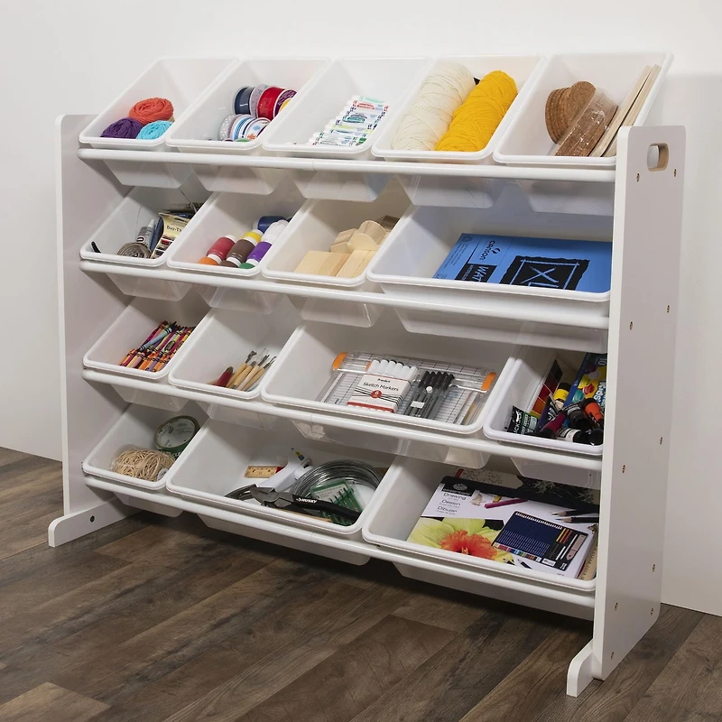 Humble Crew Tot Tutors SuperSized Toy Storage Organizer with 16 Storage Bins, Grey