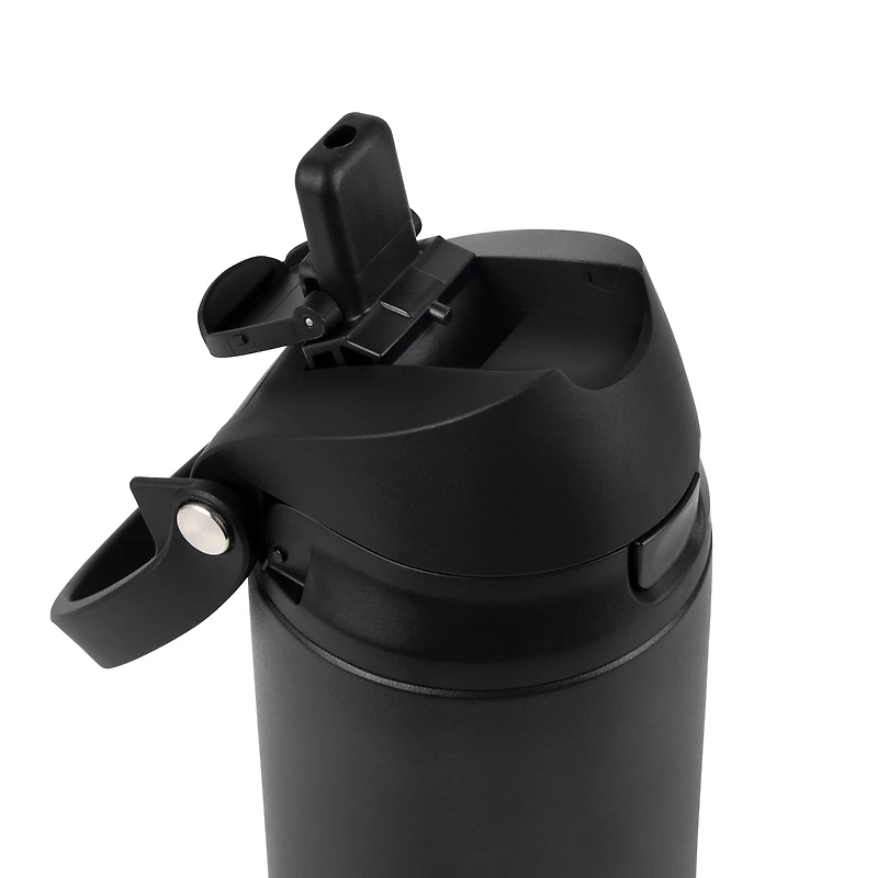 TAL Stainless Steel 2-in-1 Straw and Chug Water Bottle with Push Lid 24 fl oz, Black