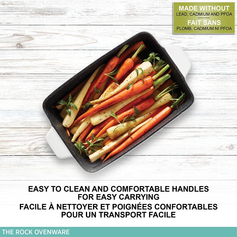 Starfrit The Rock Non-Stick Ceramic Ovenware - 7" x 10" - Rectangular - Oven safe - Easy to clean - Dishwasher safe