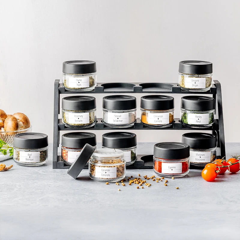 Trudeau STAK Modular Spice Rack - 12 glass bottles, filled