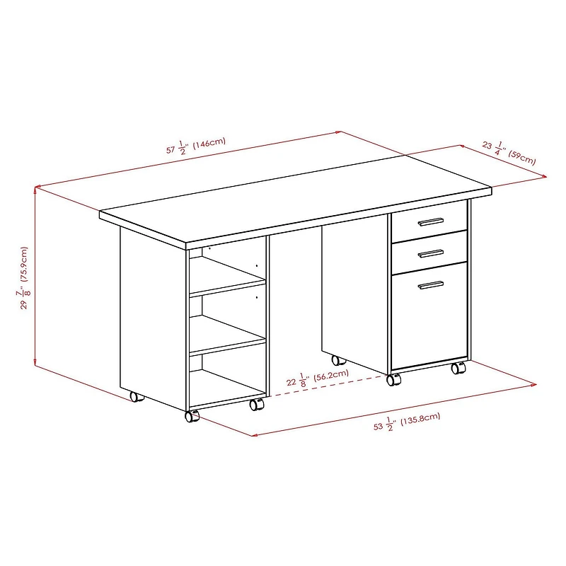Winsome Kenner 3pc Set Bureau modulaire