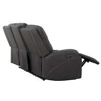 Primo 79-inch Power Reclining Sofa – Dark Grey Upholstery, USB Charging Port, Plush Cushions – Modern Seating for Living Room or Media Space
