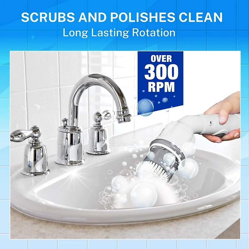 Bell + Howell Scrubtastic Express White Rechargeable Handheld Power Scrubber – Cordless Bathroom Cleaner