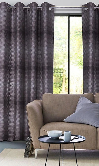 Mode Caricia Bree rideau à œillets géométrique jacquard à rayures ombrées, 54 x 95, brun / beige