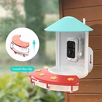 Hummingbird Feeder Extension, Birdfy Add-ons Bird Feeder with Camera, 18.3 oz Hummingbird Feeders Perch, Red