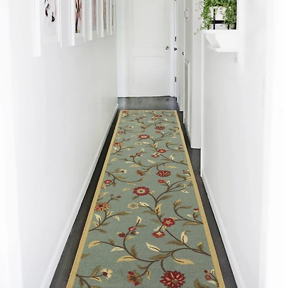 Tapis contemporain à motif de feuilles et à sous-couche en caoutchouc de la collection Ottohome