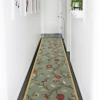 Tapis contemporain à motif de feuilles et à sous-couche en caoutchouc de la collection Ottohome