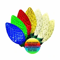 Guirlandes lumineuses de Noël à 70 lumières à DEL C9 à changement de couleur, taille diamant, multicolores à blanc chaud
