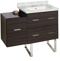 American Imaginations 59-in. W Floor Mount Walnut Vanity Set For 3H4-in. Drilling Bianca Carara Top Biscuit UM Sink AI-18737