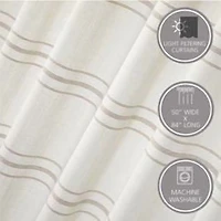 Panneau de rideau à rayures et franges en poly-coton filtrant la lumière Better Homes & Gardens, 50 x 84 pouces, Vert Panneau de rideau à pompons filtrant la lumière