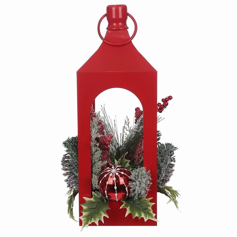 Holiday Time 17" Red Metal Lantern Arr Decor