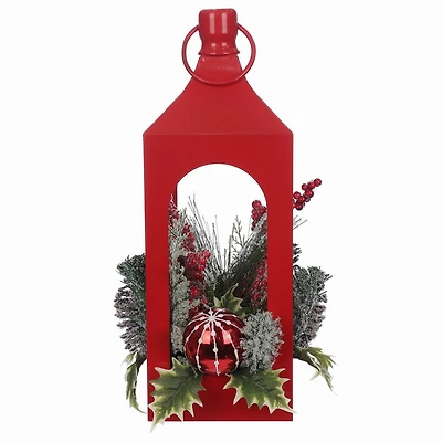Holiday Time 17" Red Metal Lantern Arr Decor