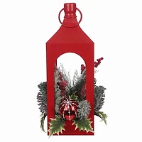 Holiday Time 17" Red Metal Lantern Arr Decor