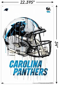 NFL Carolina Panthers - Drip Helmet 20 Wall Poster, 22.375" x 34" Framed