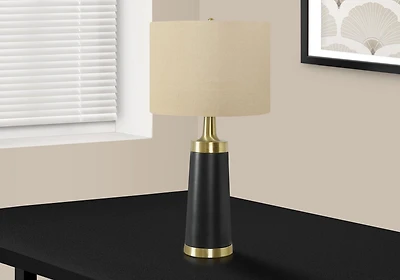 Monarch Specialties Lighting, 28"h, Table Lamp, Black Metal, Beige Shade, Contemporary