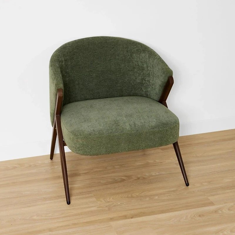Fauteuil de salon en chenille Anko, Sauge