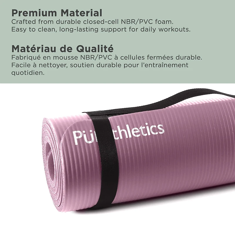 PurAthletics Extra Thick and Long NBR Mat - Dusty Rose
