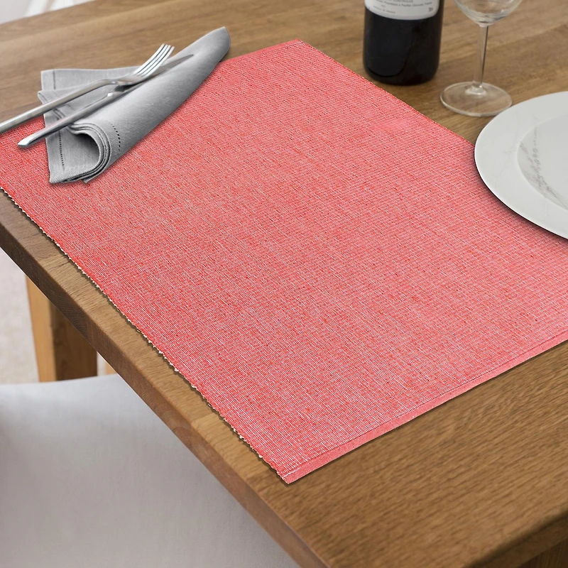 Chambray Ribbed Placemat Coral 13 X 19 - Ensemble De 12