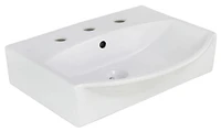 in. W Above Counter White Bathroom Vessel Sink Set For 3H8-in. Center Faucet AI