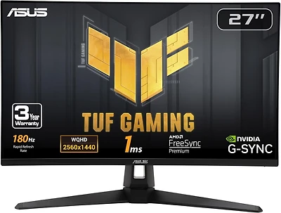 ASUS TUF VG27AQ3AZ – 27", QHD, 180Hz, IPS rapide, ELMB Sync, 1ms, FreeSync Premium, G-Sync