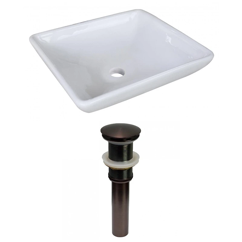 American Imaginations AI-31354 15,75 pouces Au-dessus du navire blanc de compteur de W pour le perçage de bâti de plate-forme de bâti de plate-forme
