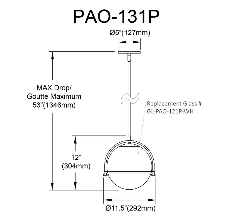 Paola 1 Light Pendant - Matte Black - White Opal Glass