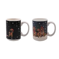 Holiday Time Tasse en céramique thermoactive - chiens et chapeau de Noël, 1 pièce Volume / Quantité : 490 ML / 16,5 OZ x 1