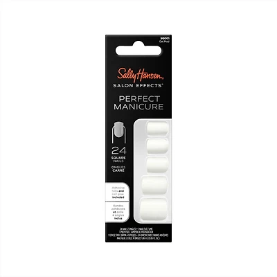 Sally Hansen - Salon Effects® Perfect Manicure™ ongles à coller modèle carré - inclut 24 faux ongles premium , une lime à ongles, un bâtonnet en bois, un tampon de préparation, des languettes adhésive Ongles prêts à porter premium
