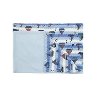 Couverture réversible en flanelle polaire douce et chaude pour enfants, motif bateau à voile nautique avec base blanche, 101 x 127 cm