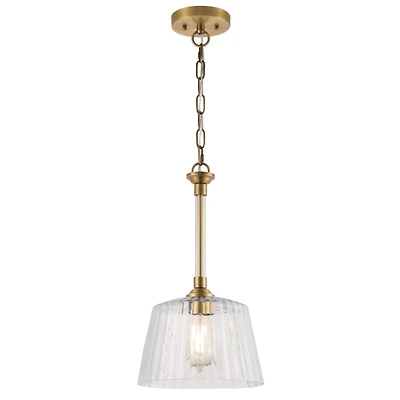Westinghouse Lighting Pendentif à 1 lumière Aggie -Laiton Brossé et un abat-jour en verre côtelé