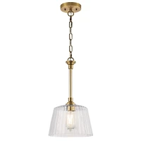 Westinghouse Lighting Pendentif à 1 lumière Aggie -Laiton Brossé et un abat-jour en verre côtelé
