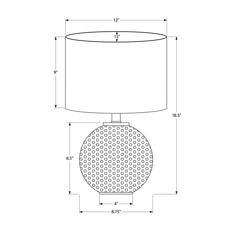 Monarch Specialties Lighting, 19"h, Table Lamp, Grey Resin, Ivory / Cream Shade, Modern