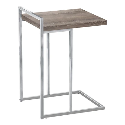 Monarch Specialties Table D'appoint, En Forme De C, Bout, Côté, Collation, Salon, Chambre À Coucher, Métal, Stratifié, Brun, Chrome, Contemporain, Moderne