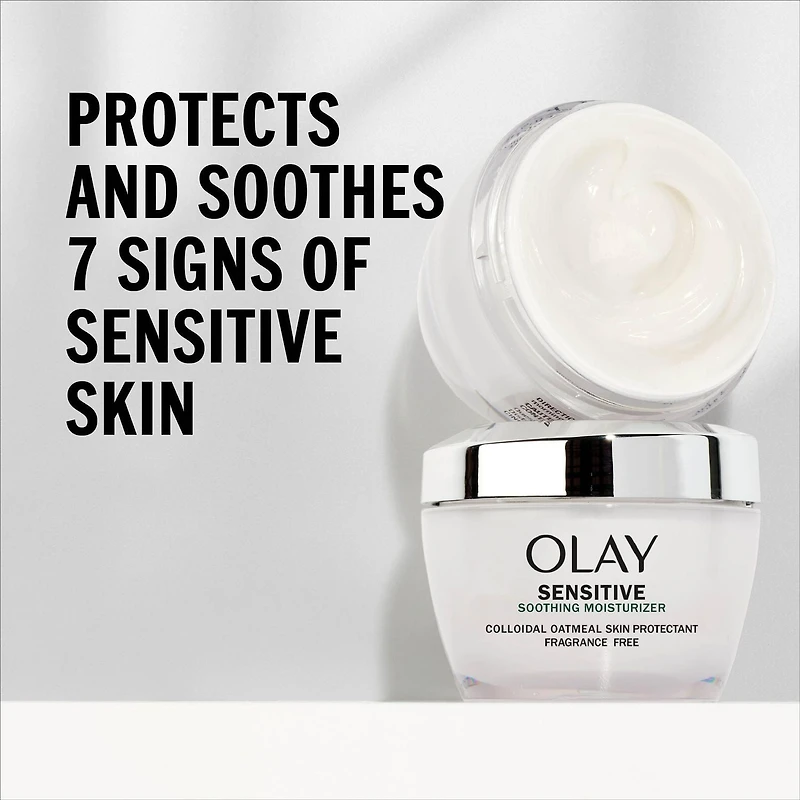 Olay Sensitive Face Moisturizer Cream  Fragrance Free Soothing Skin Care Treatment with Colloidal Oatmeal