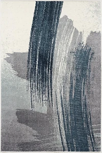 Tapis d'intérieur scandinave Rug Branch Nova 2' x 5' (taille exacte : 2'3" 5'), bleu et blanc, contemporain - Entrée, couloir, salle de bain cuisine