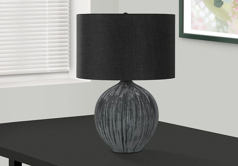 Monarch Specialties Lighting, 23"h, Table Lamp, Black Ceramic, Black Shade, Contemporary