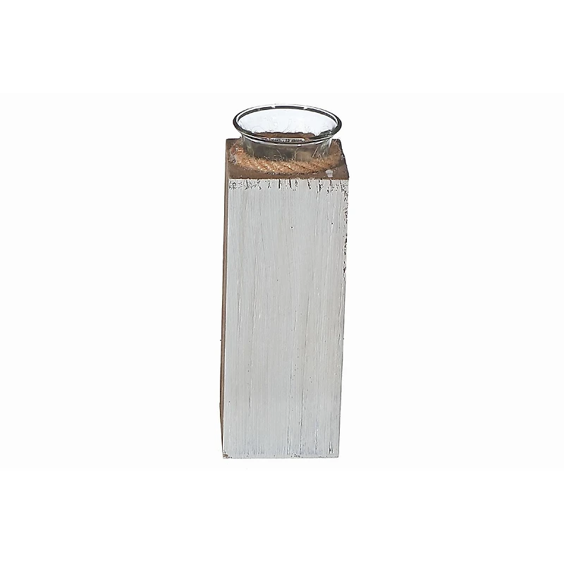 IH Casa Decor Bougeoir En Bois En Bois Blanc Avec Corde 8"
