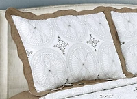 Couvre-lit Marina Decoration brodée, ensemble de literie ultra doux et uni, avec taie d'oreiller matelassée, motif géométrique marron