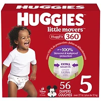 Huggies Little Movers HuggFit 360° Baby Diapers with 360° Waistband, Giga, Size 3-7, Count 76-44
